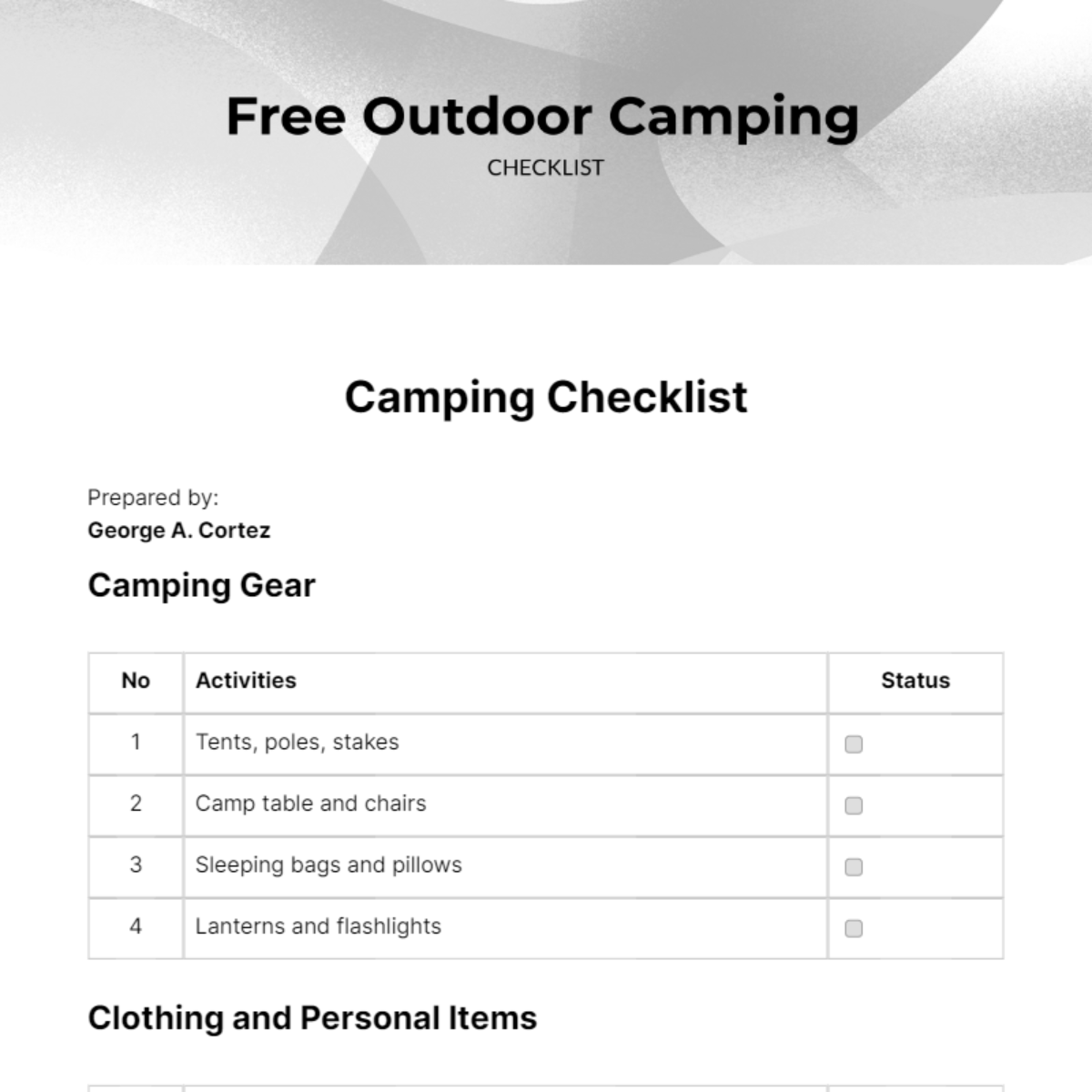 FREE Camping Checklist Templates & Examples Edit Online & Download