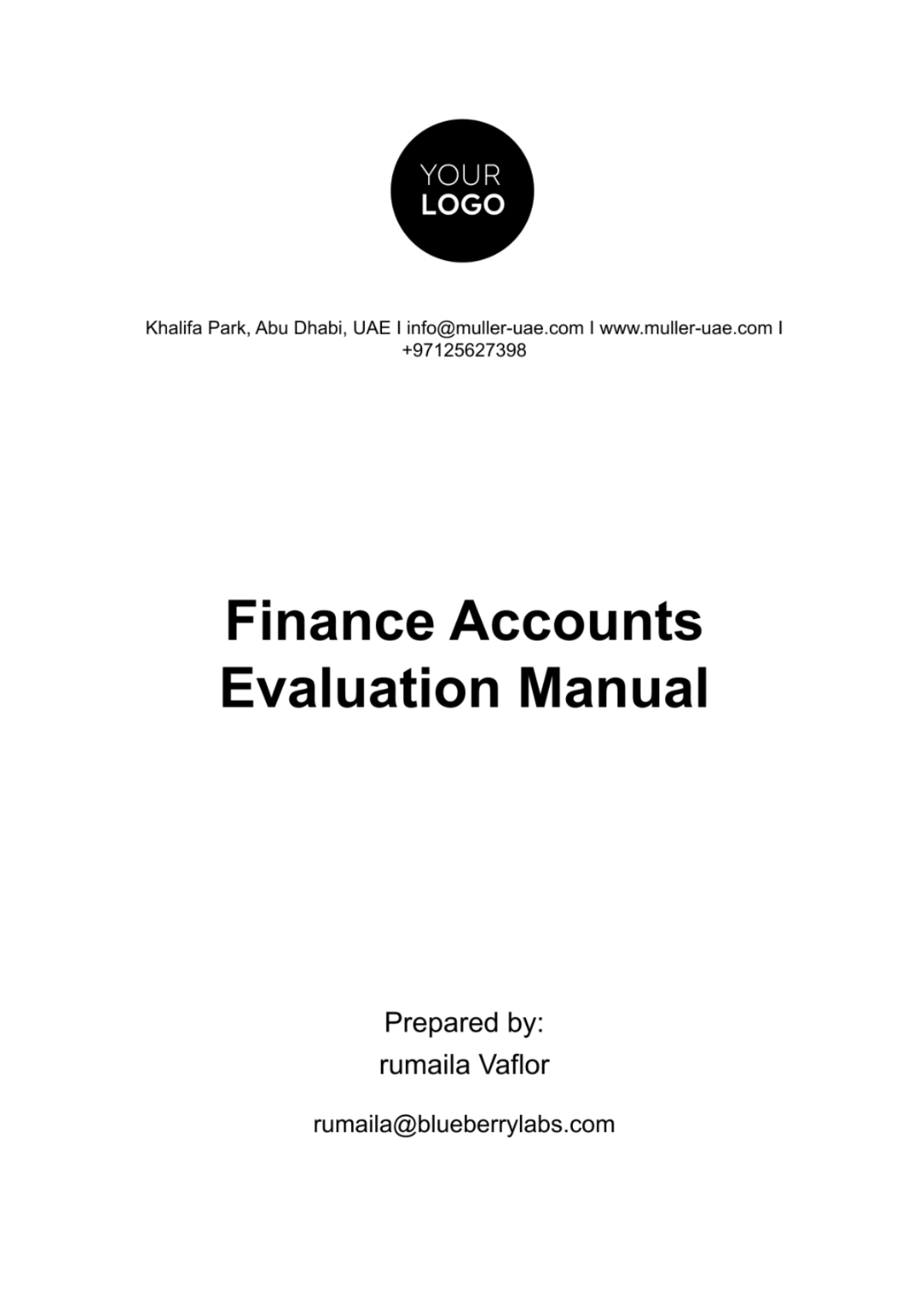 Finance Accounts Evaluation Manual Template