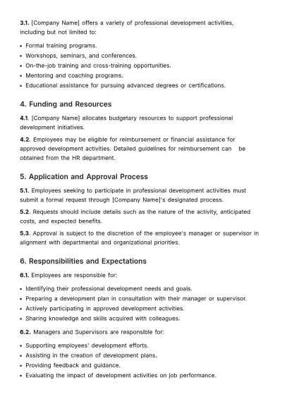 Free Professional Development Policy HR Template to Edit Online