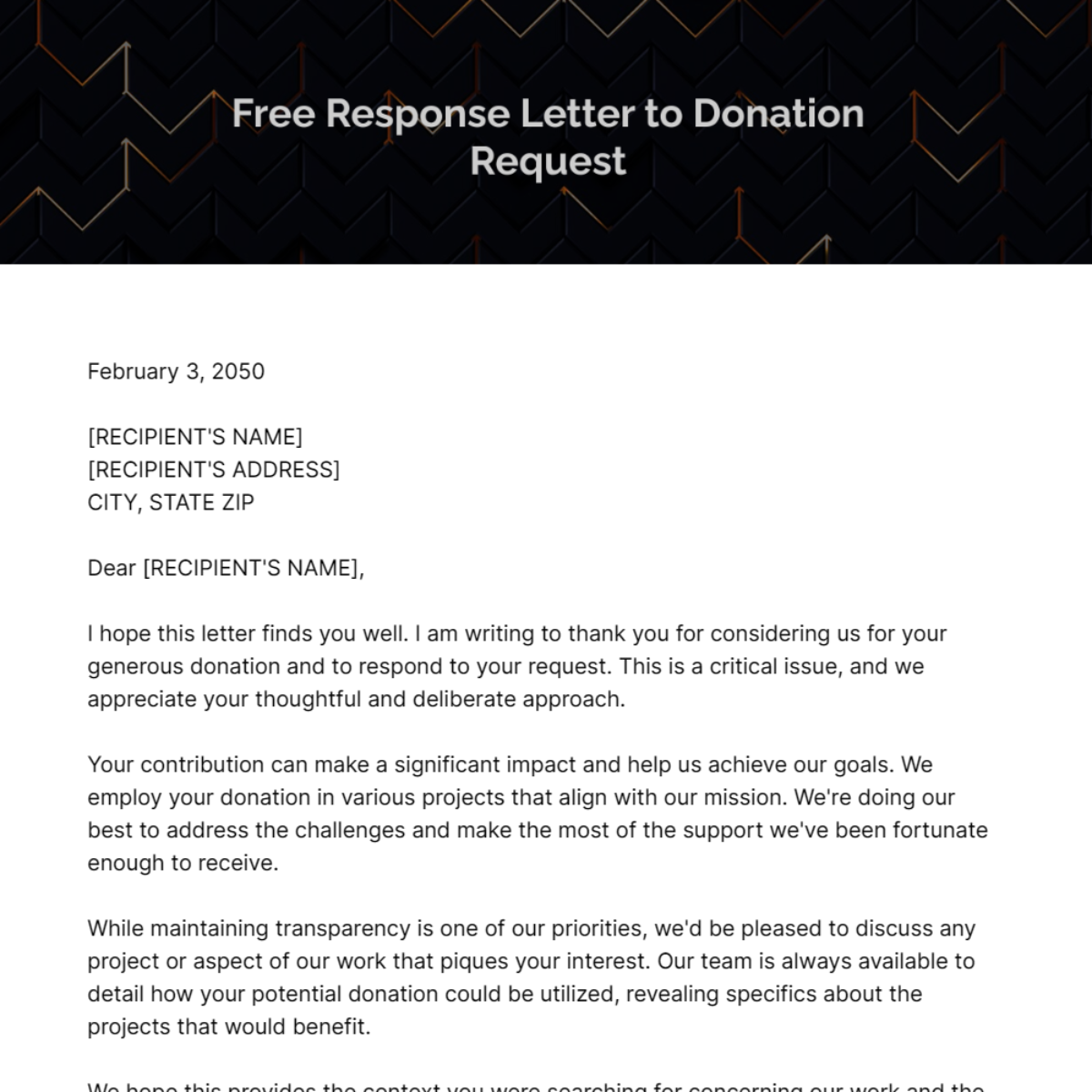 Free Response Letter to Donation Request