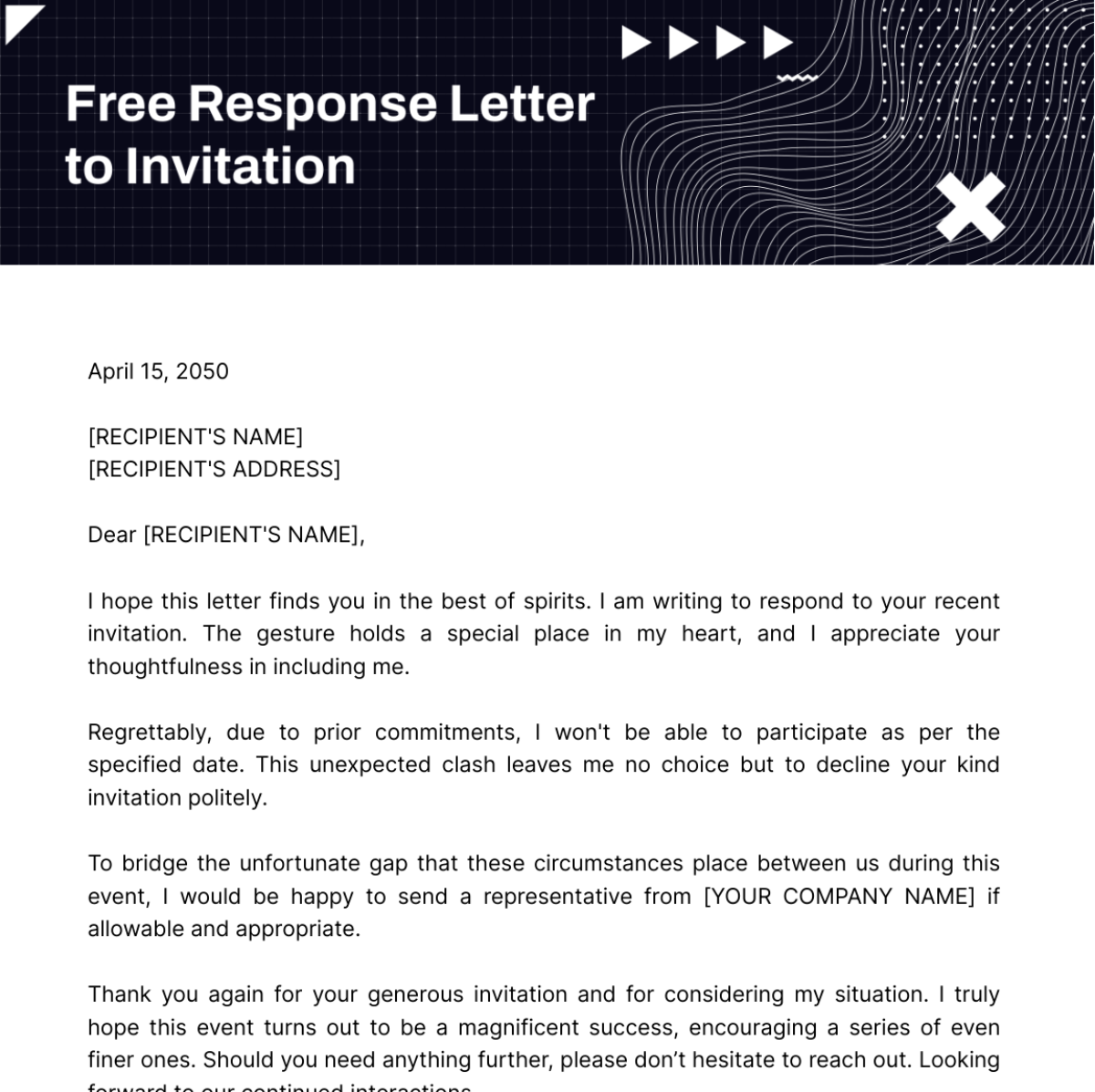 Free Response Letter to Invitation