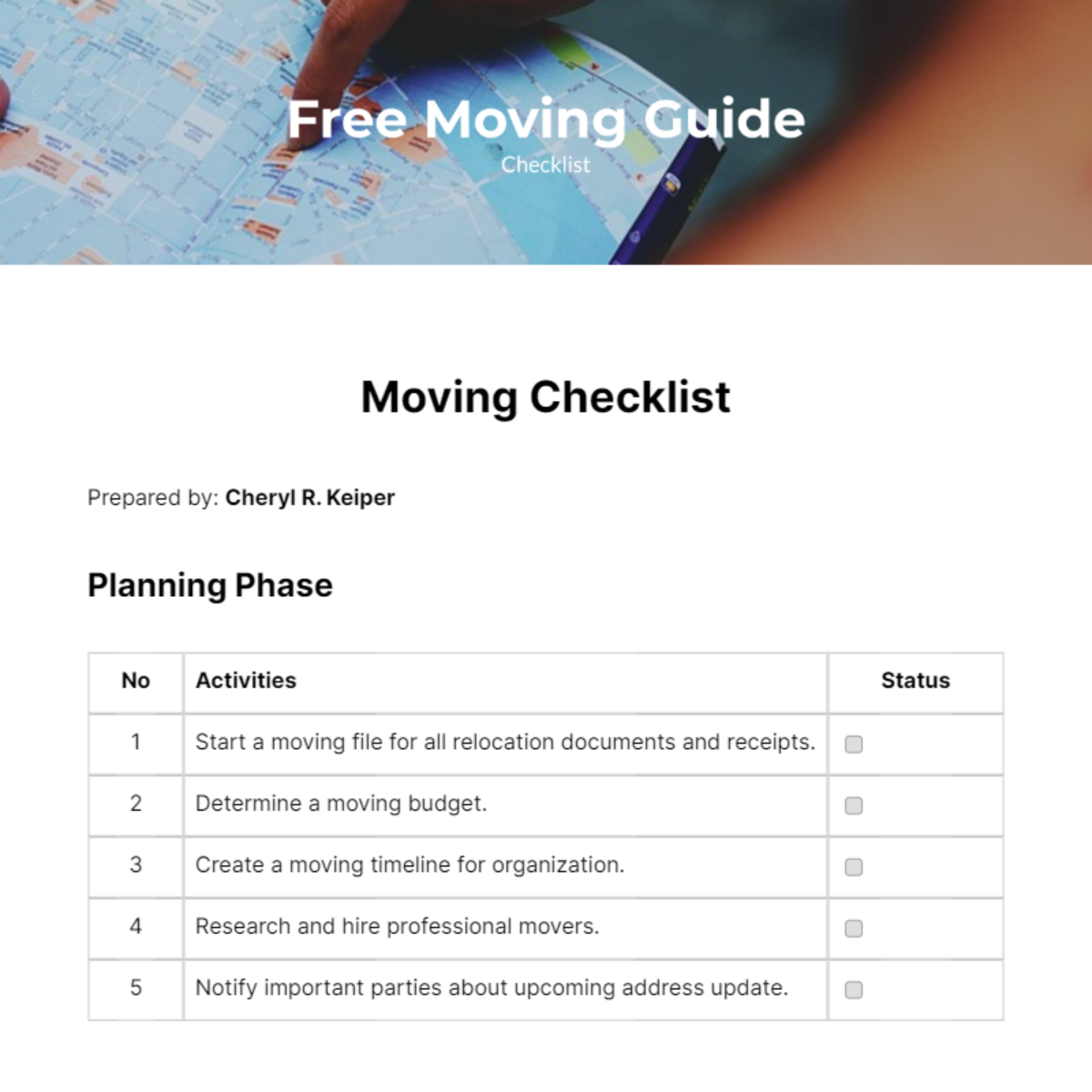 Moving Guide Checklist - Edit Online & Download Example