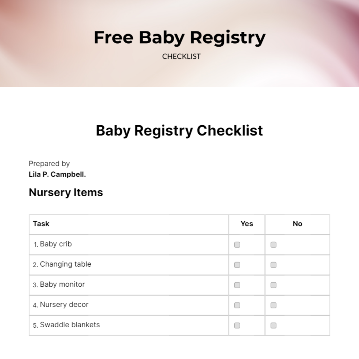 FREE Baby Registry Checklist Templates & Examples - Edit Online ...