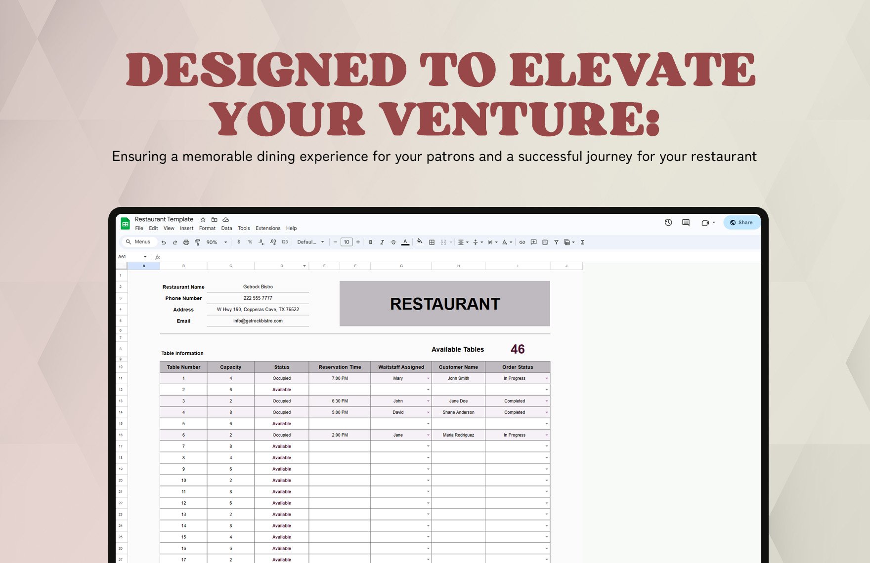 Restaurant Template in Excel Google Sheets Download Template net