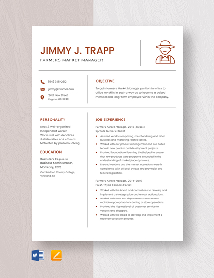 Market Research Project Manager Resume Template - Word ...