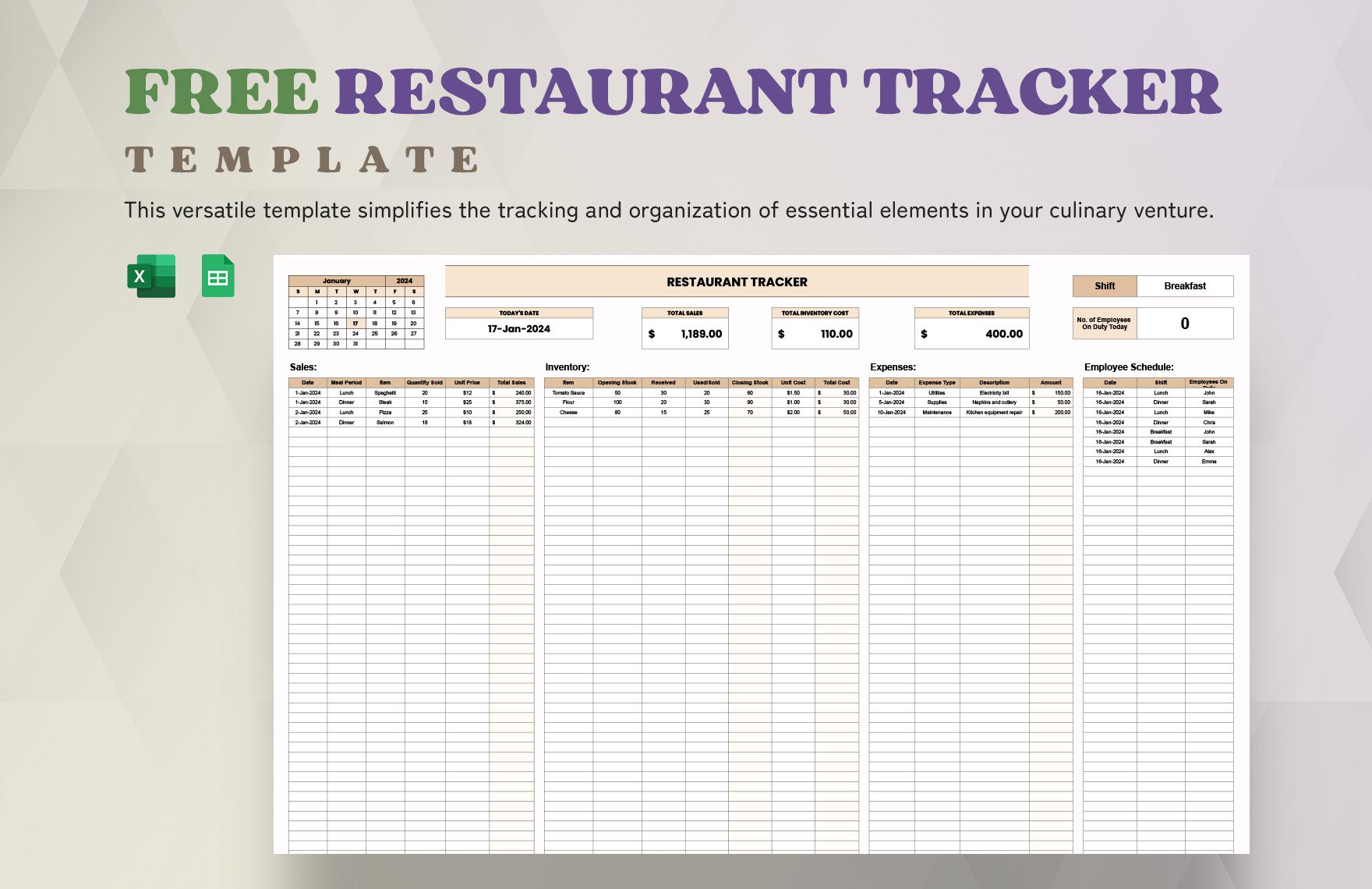 Restaurant Tracker Template