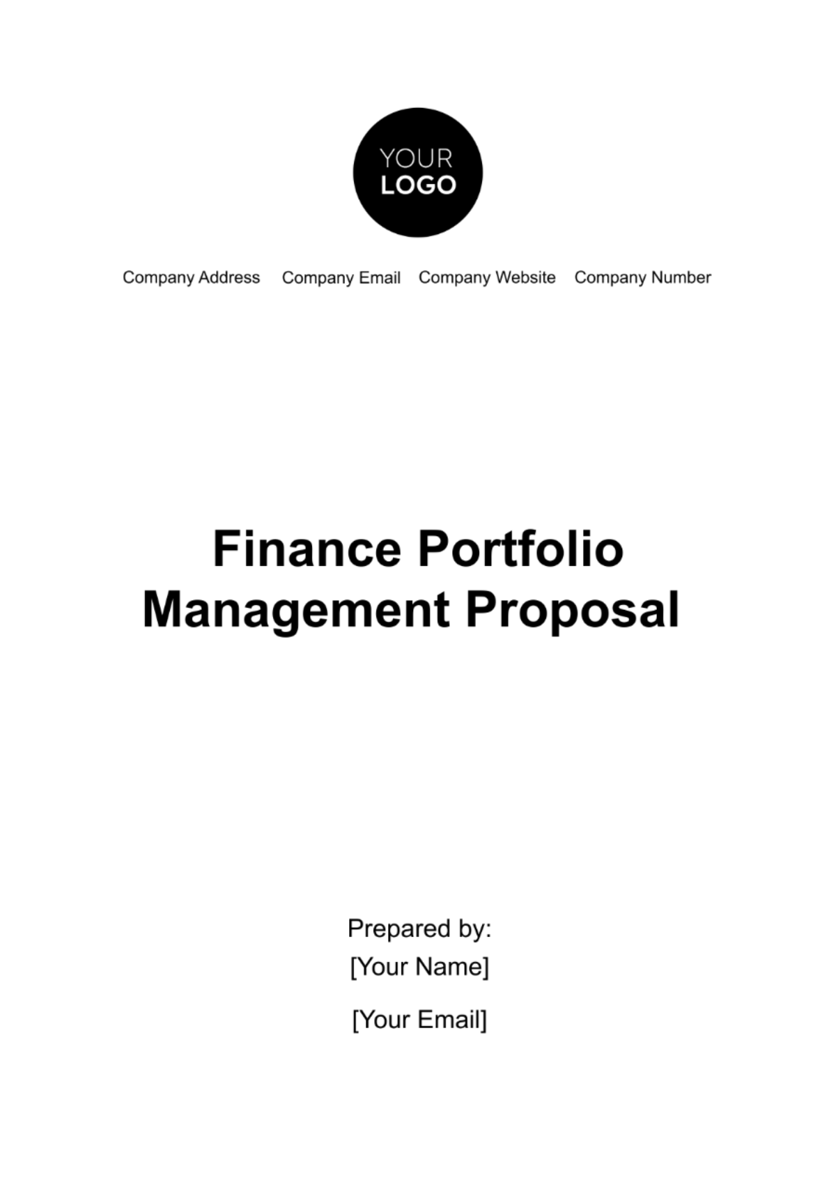 Finance Portfolio Management Proposal Template