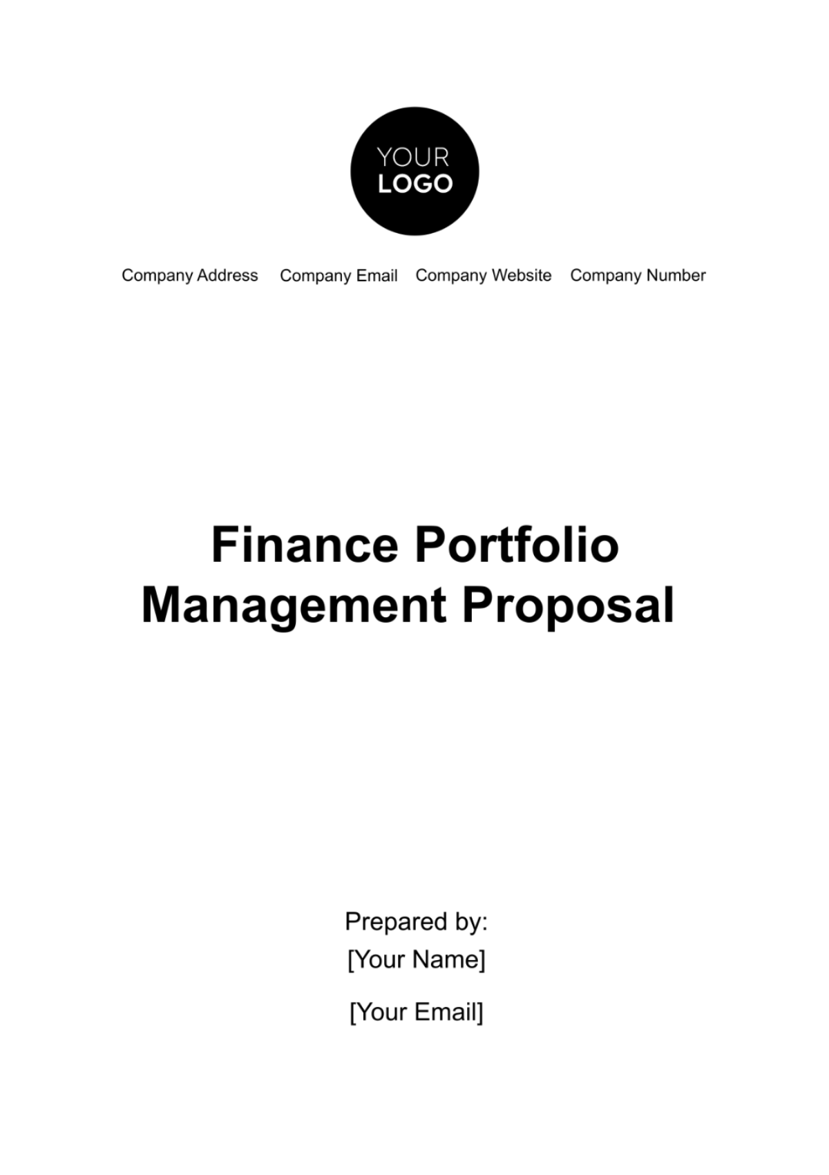 Finance Portfolio Management Proposal Template