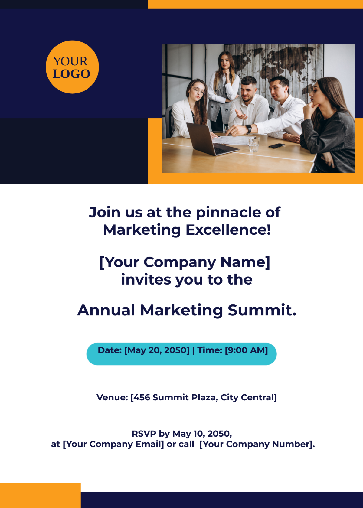 Annual Marketing Summit Invitation Card Template