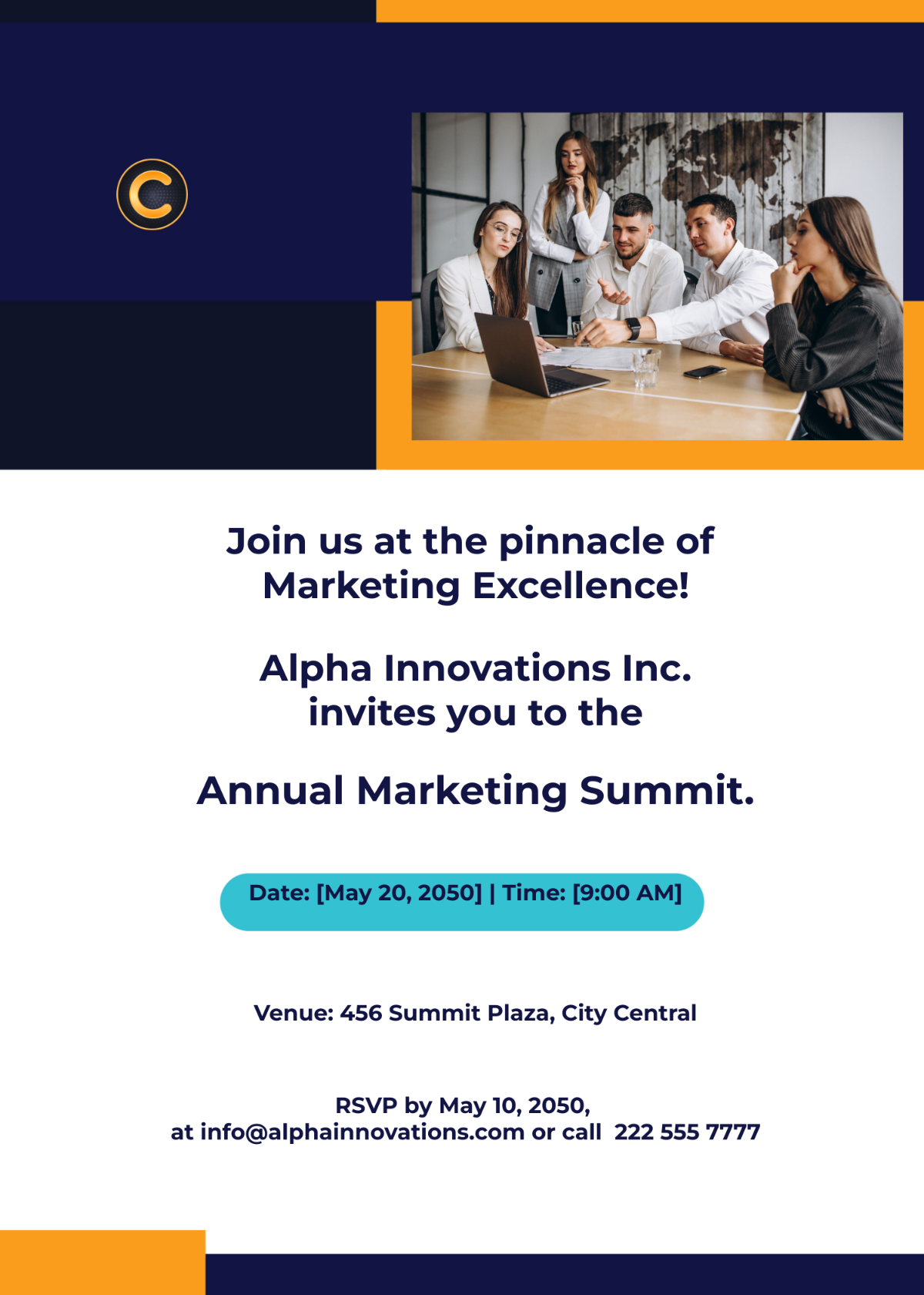 Annual Marketing Summit Invitation Card