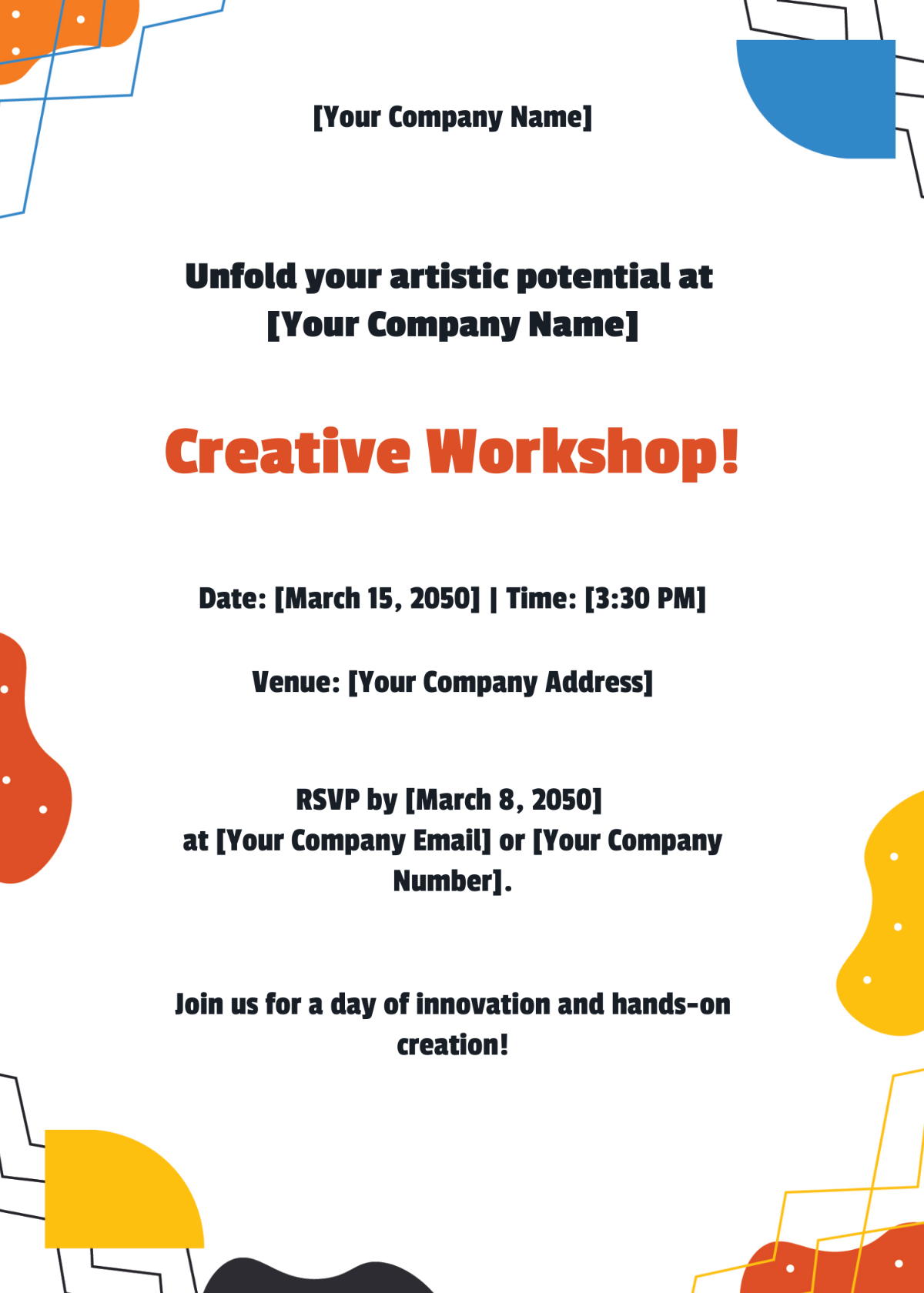 Creative Workshop Invitation Card Template