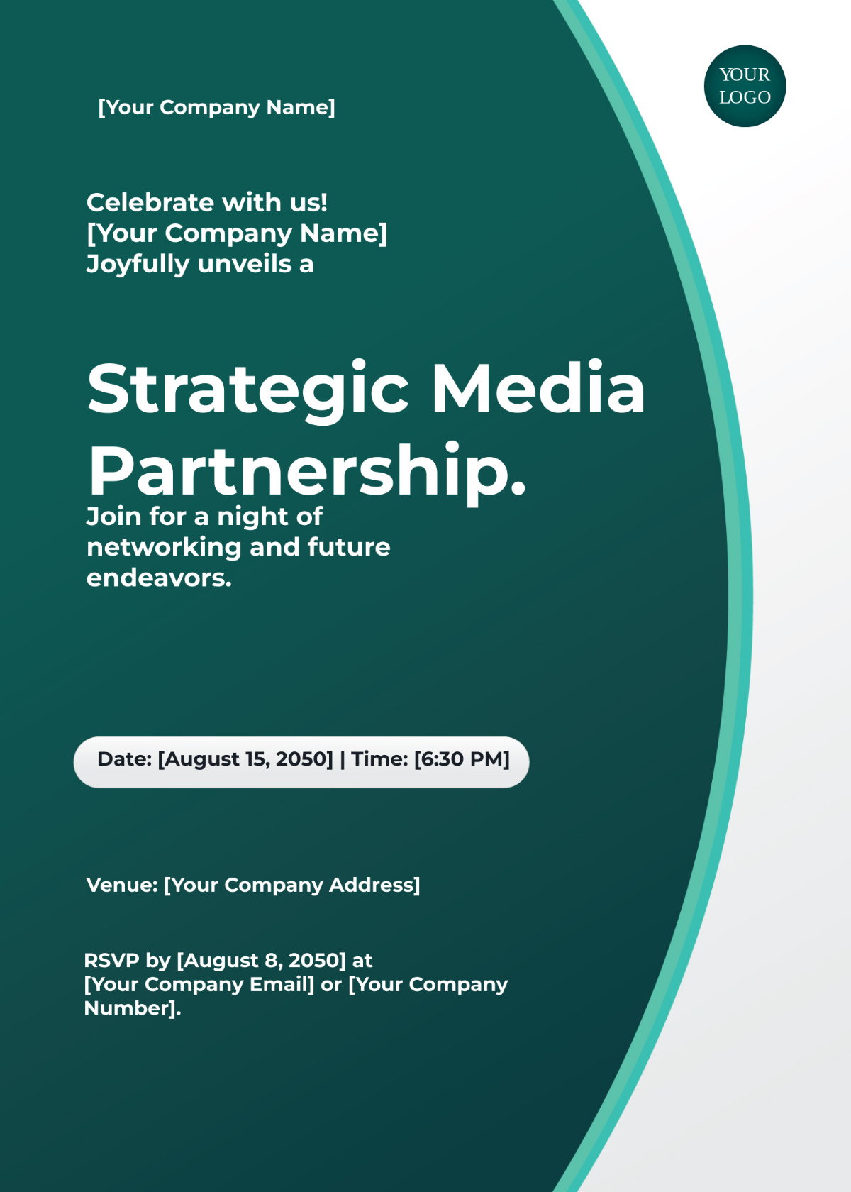 Media Partnership Announcement Invitation Card Template