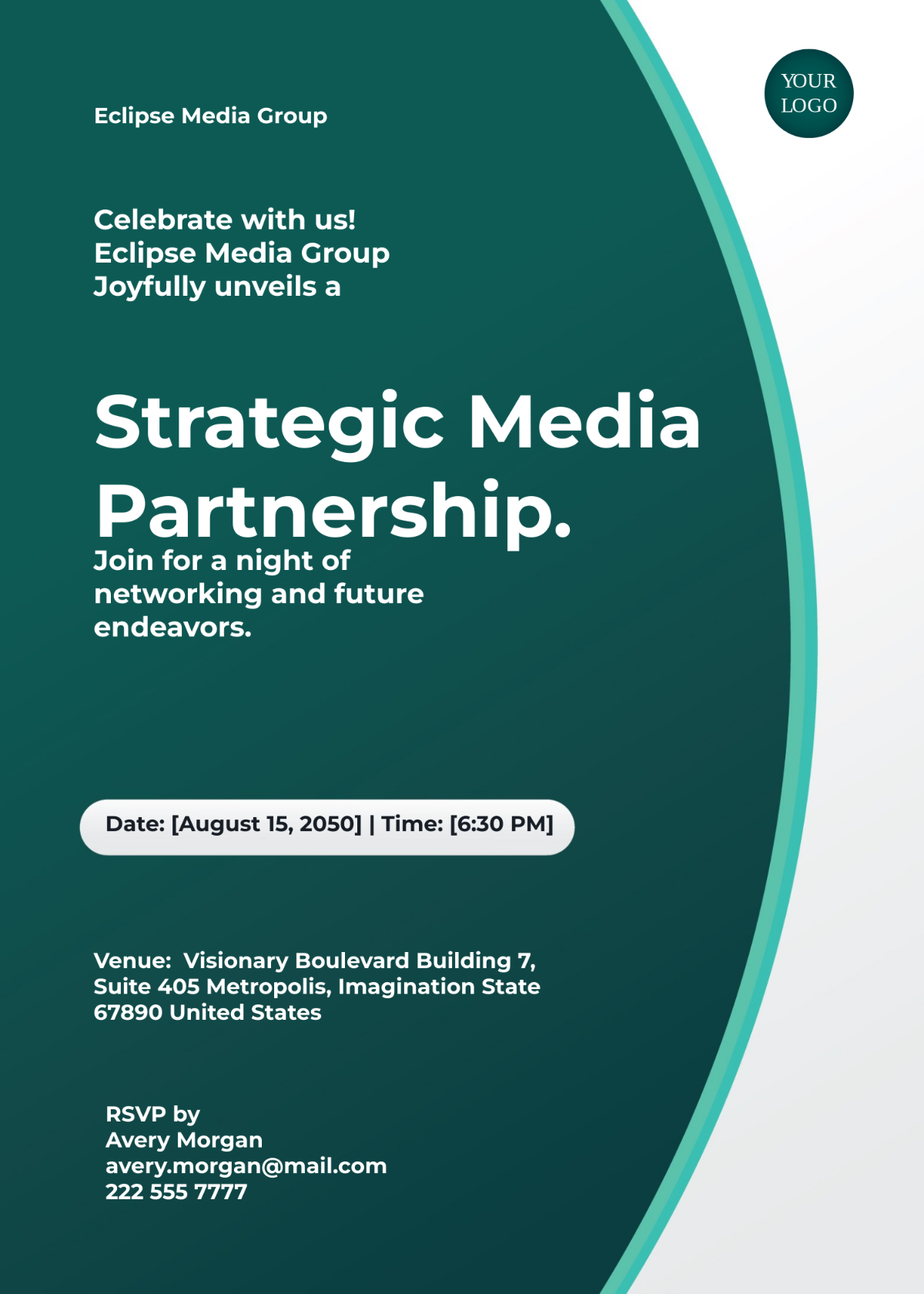 Media Partnership Announcement Invitation Card Template - Edit Online & Download