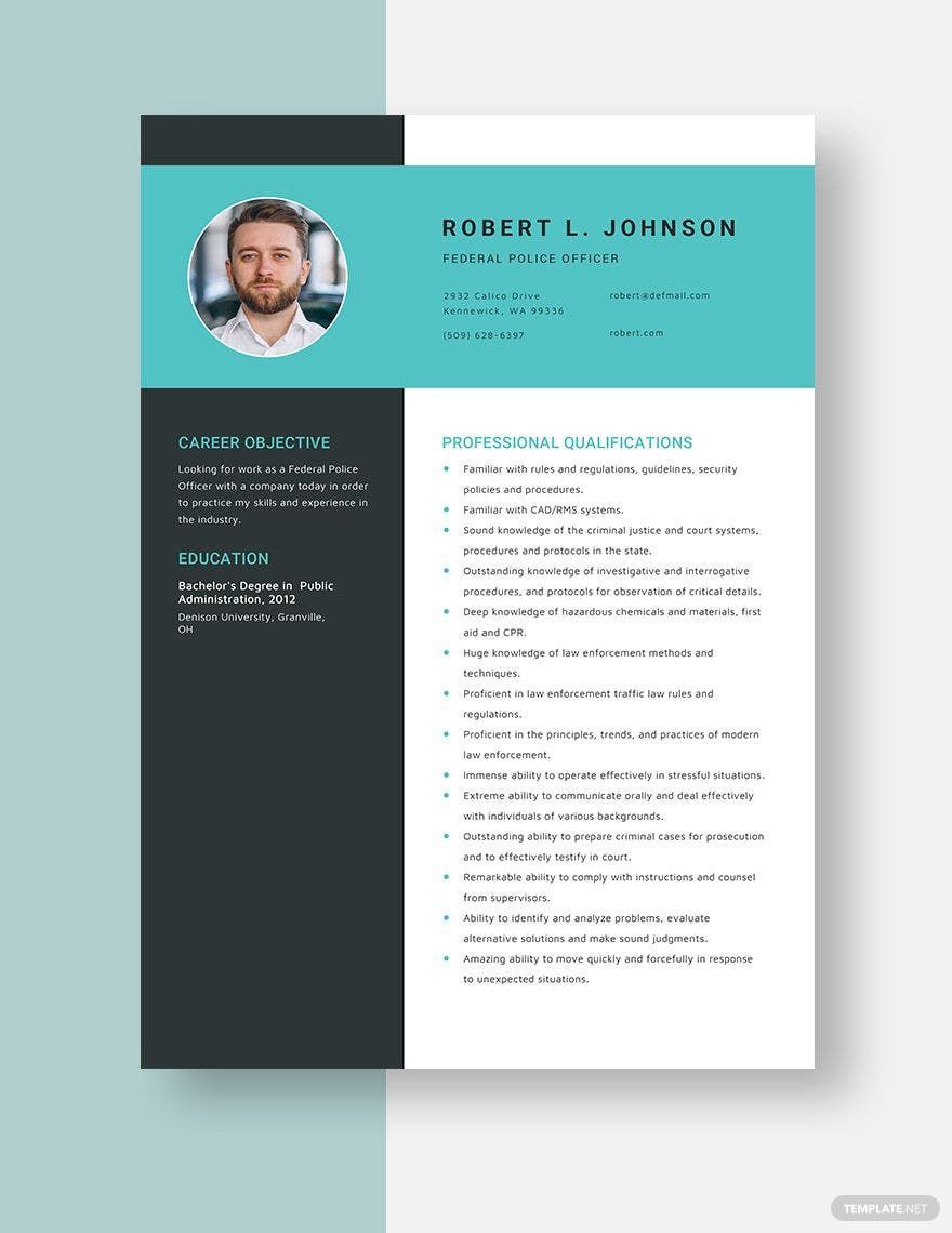 Federal Police Officer Resume Template