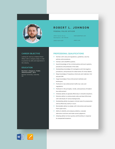 Free Federal Resume - Download in Word, PSD, Apple Pages, Publisher ...