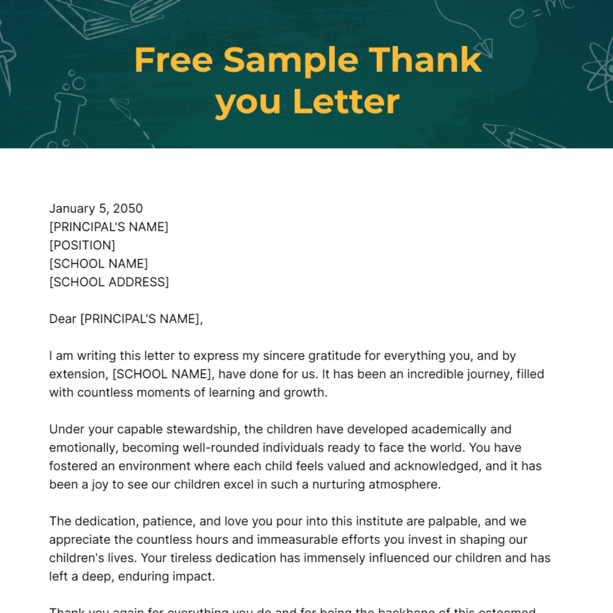 Sample Thank you Letter Template