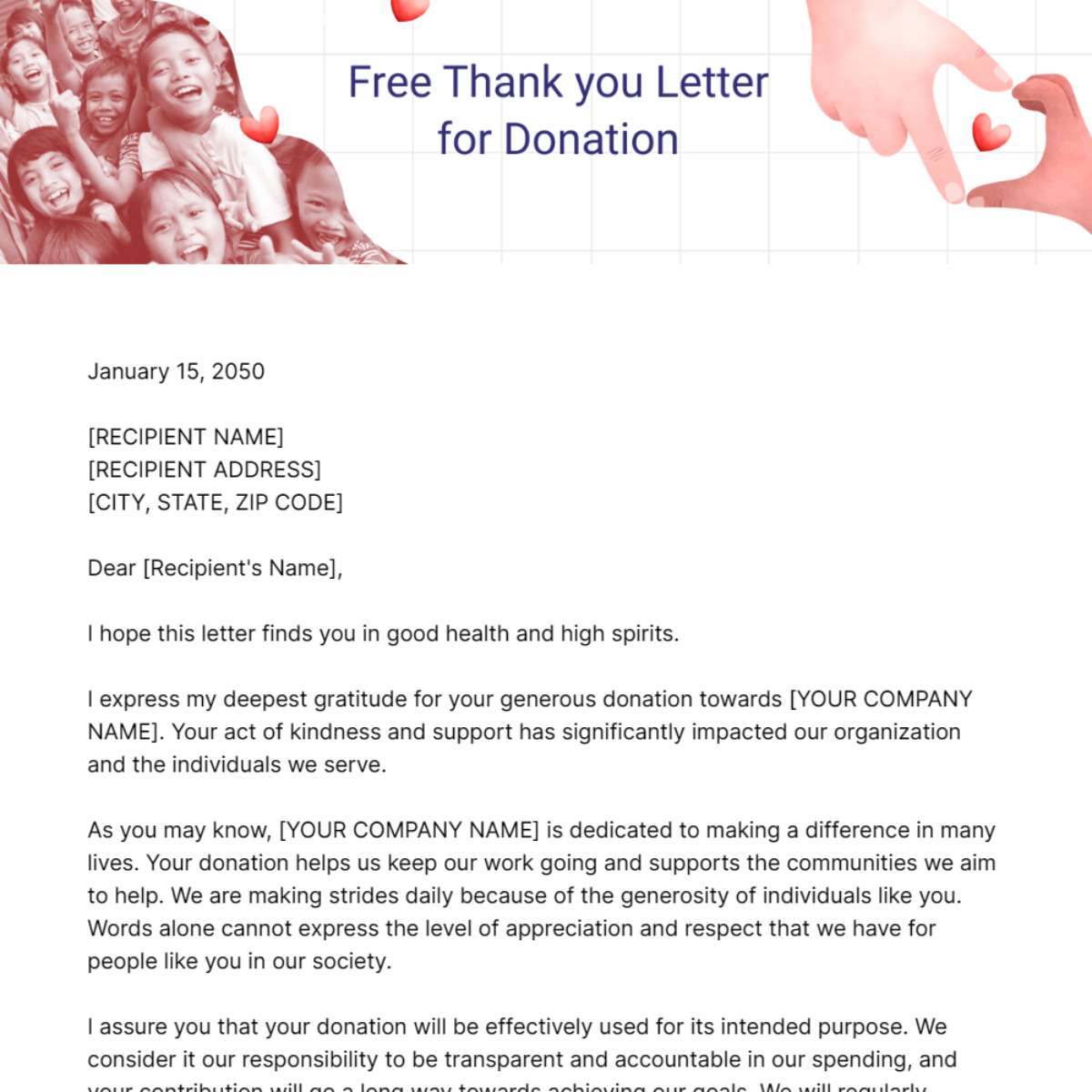 Thank you Letter for Donation Template