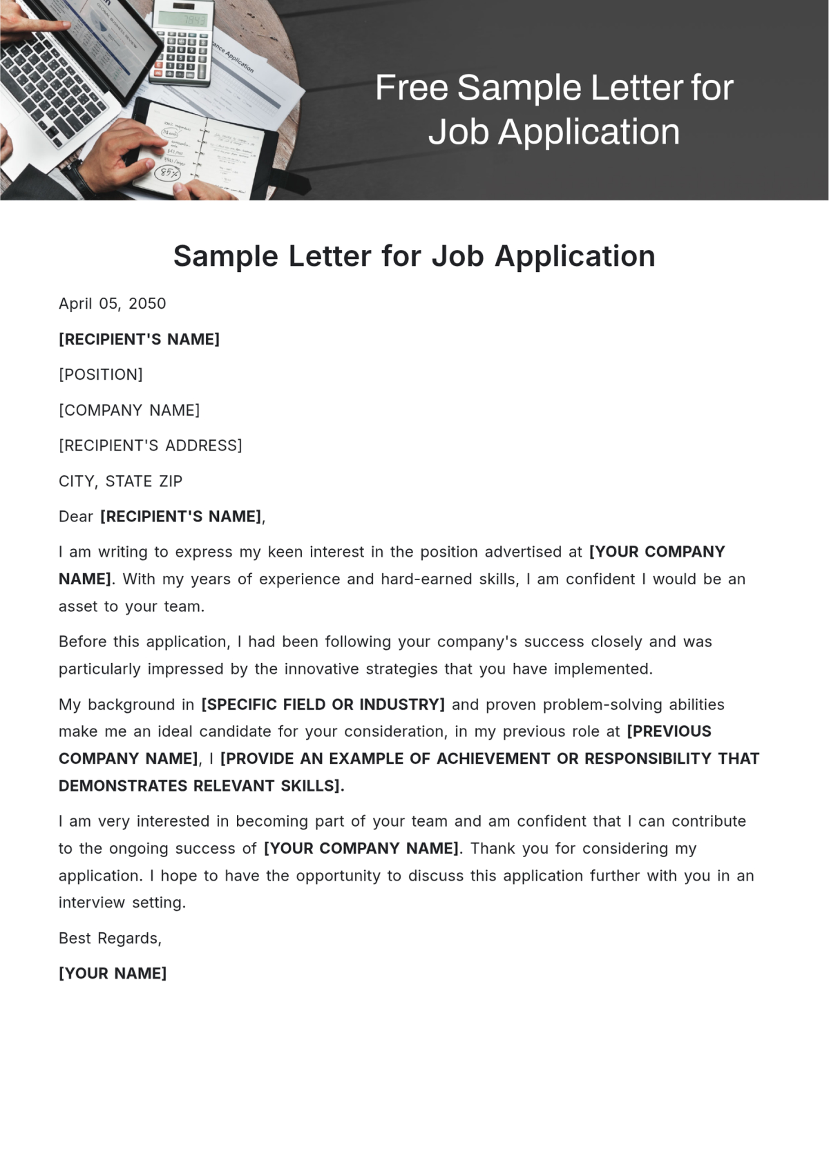 Free Sample Letter For Job Application Template To Edit Online Free Sample Letter For Job Application Template To Edit Online