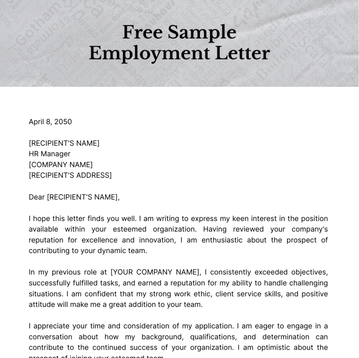 Sample Employment Letter Template