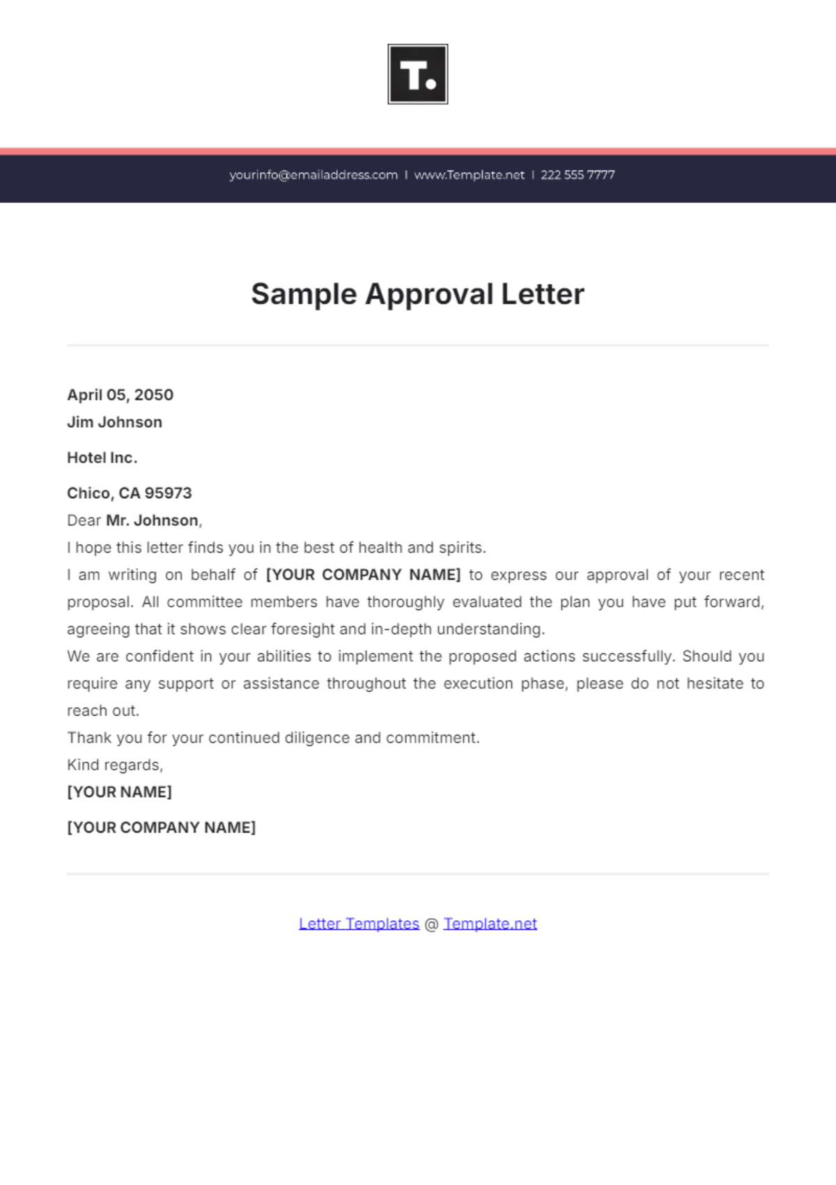 Sample Approval Letter Template - Edit Online & Download