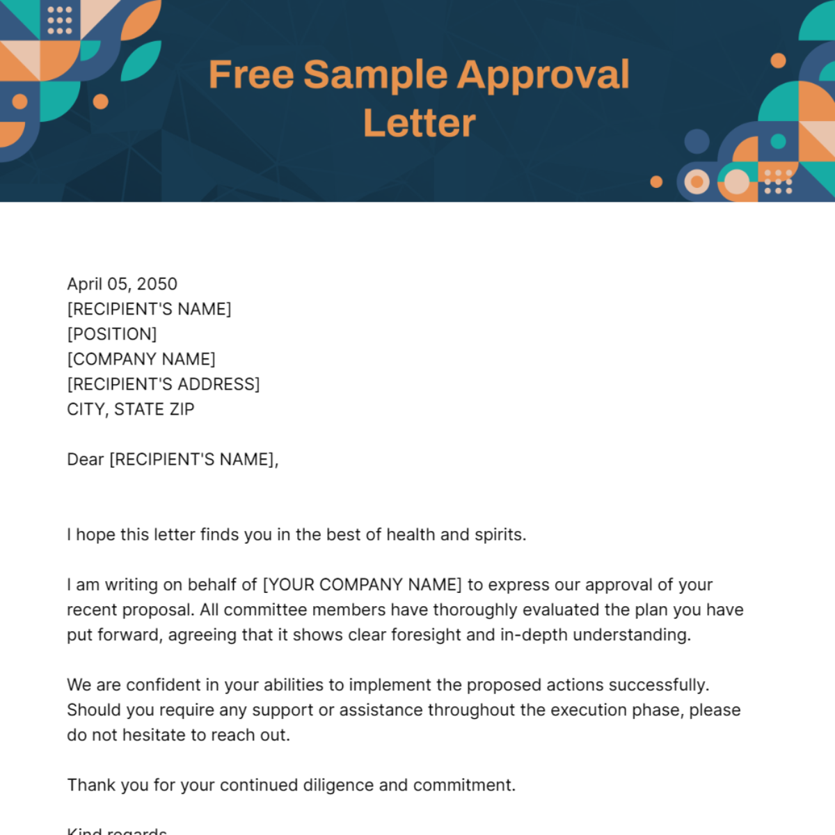 Sample Approval Letter Template