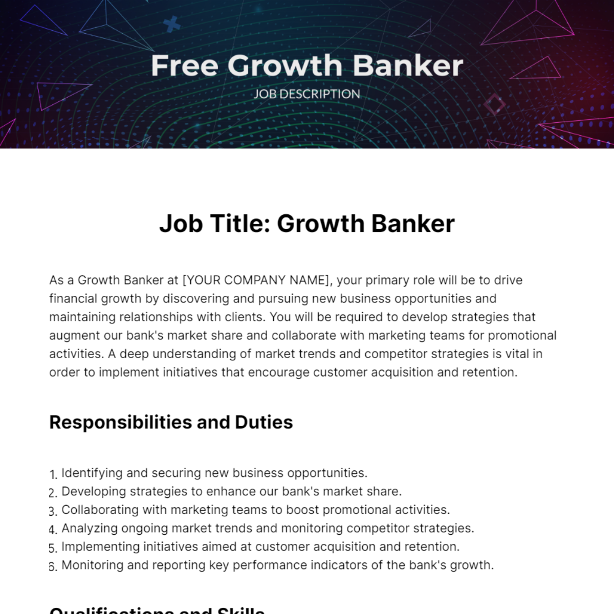 Growth Banker Job Description Template