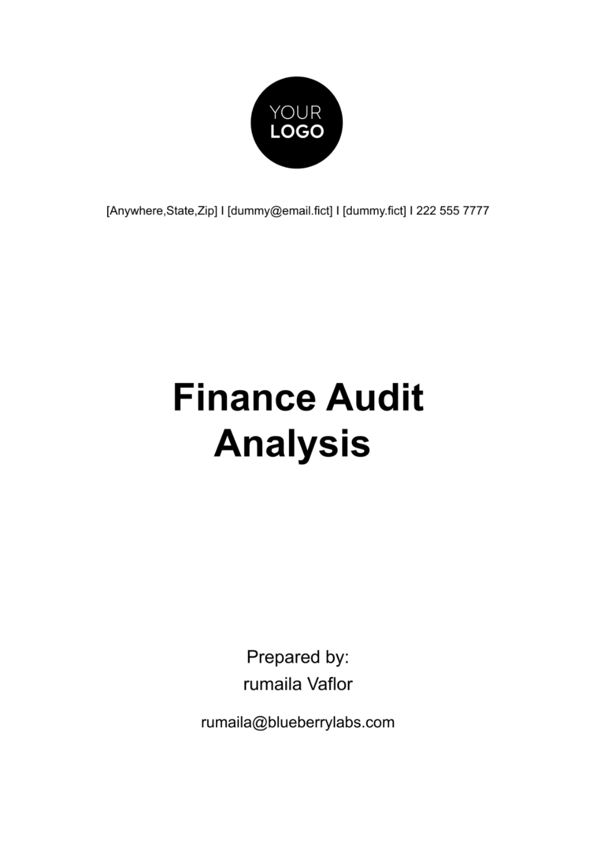 Finance Audit Analysis Template