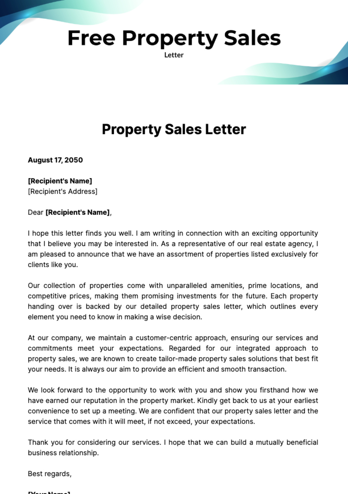 Property Sales Letter Template