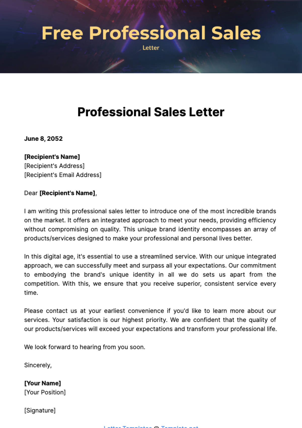 Professional Sales Letter Template