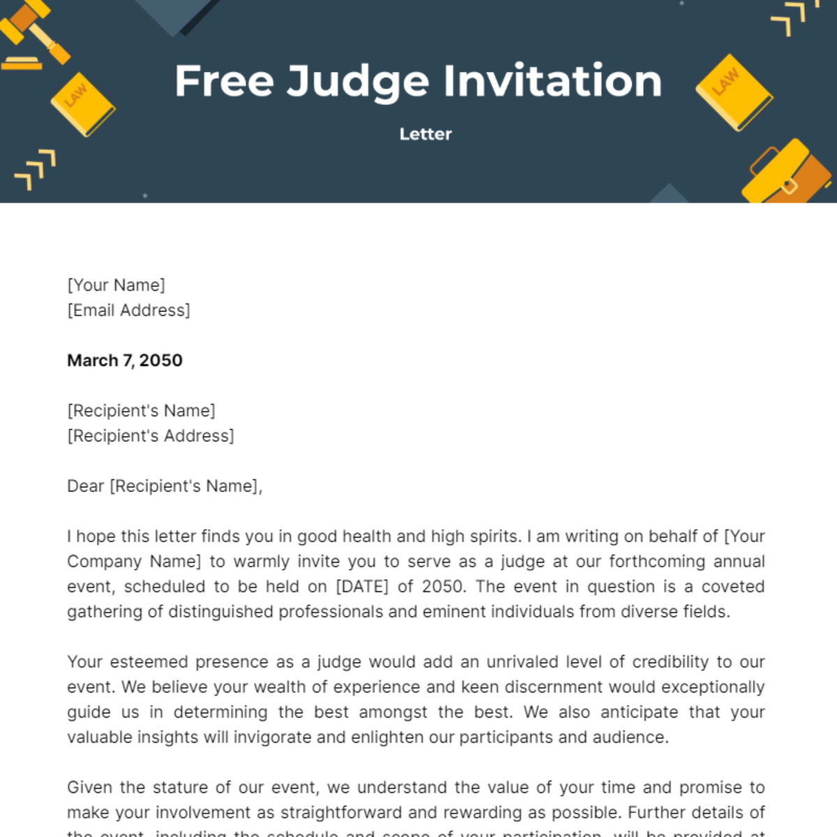 Judge Invitation Letter Template