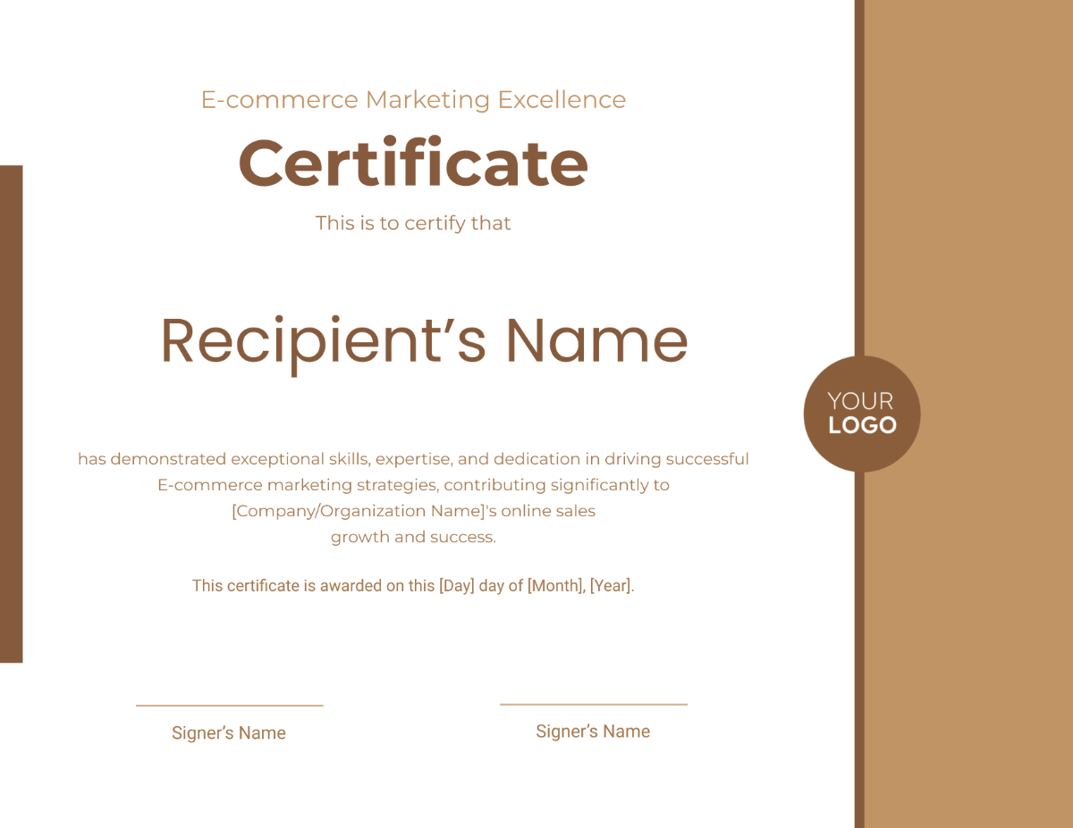 E-commerce Marketing Excellence Certificate Template