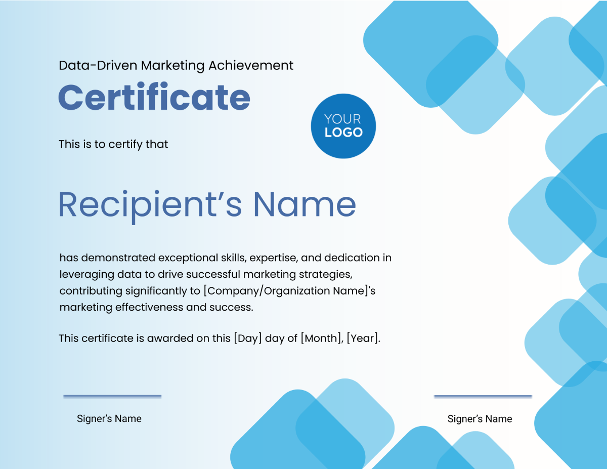 Data-Driven Marketing Achievement Certificate