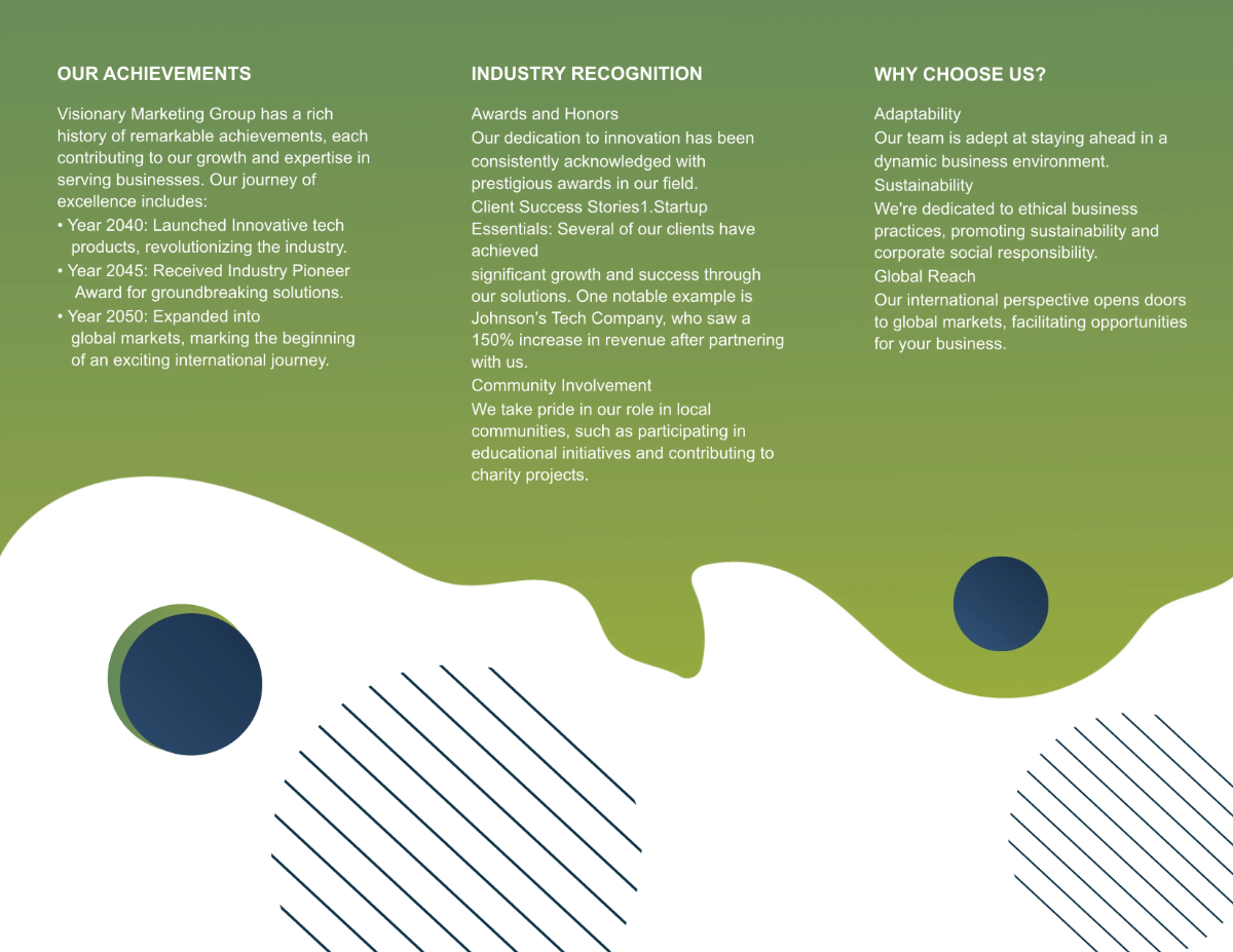Free Marketing Company Achievements Brochure Template to Edit Online