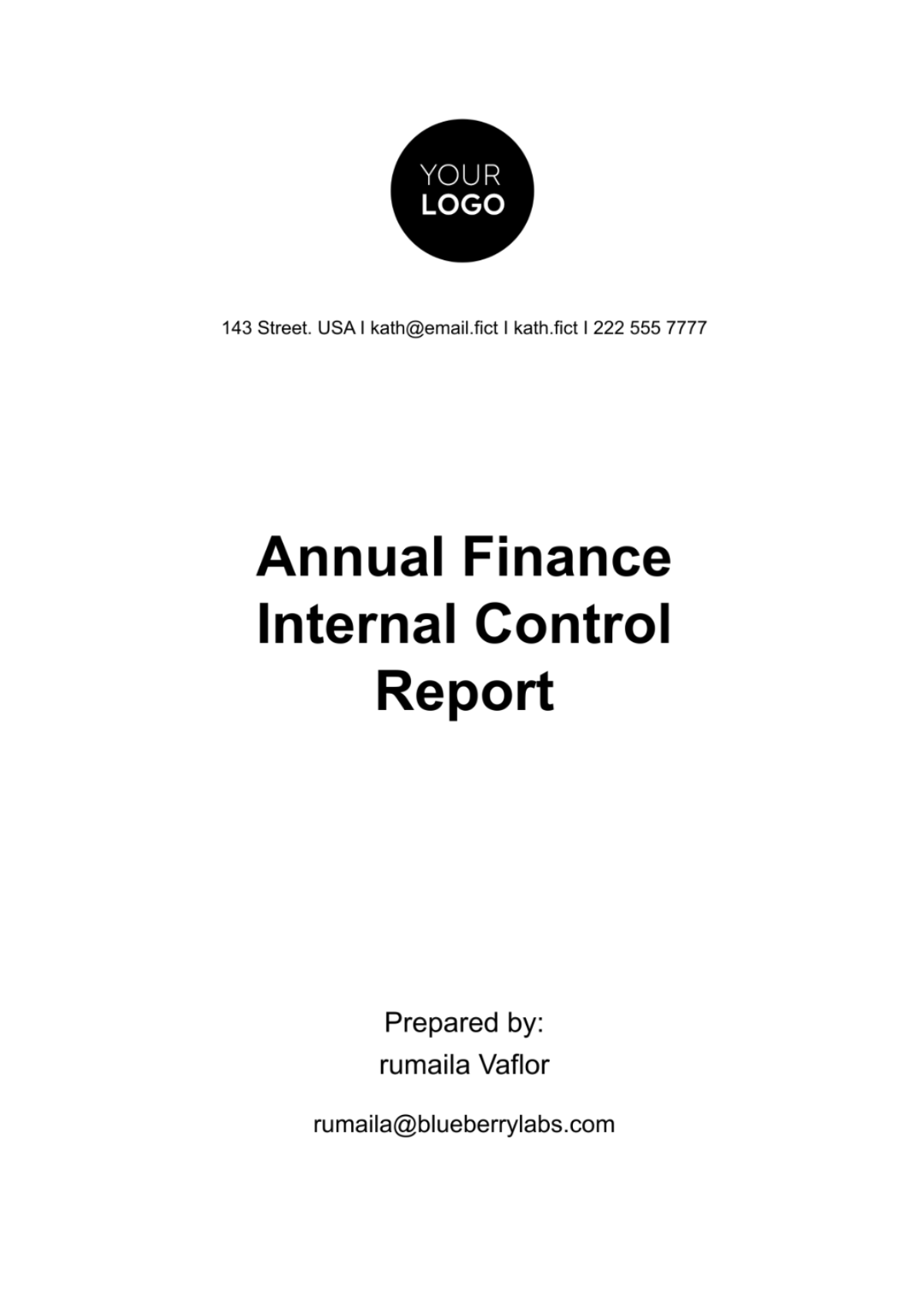 Annual Finance Internal Control Report Template