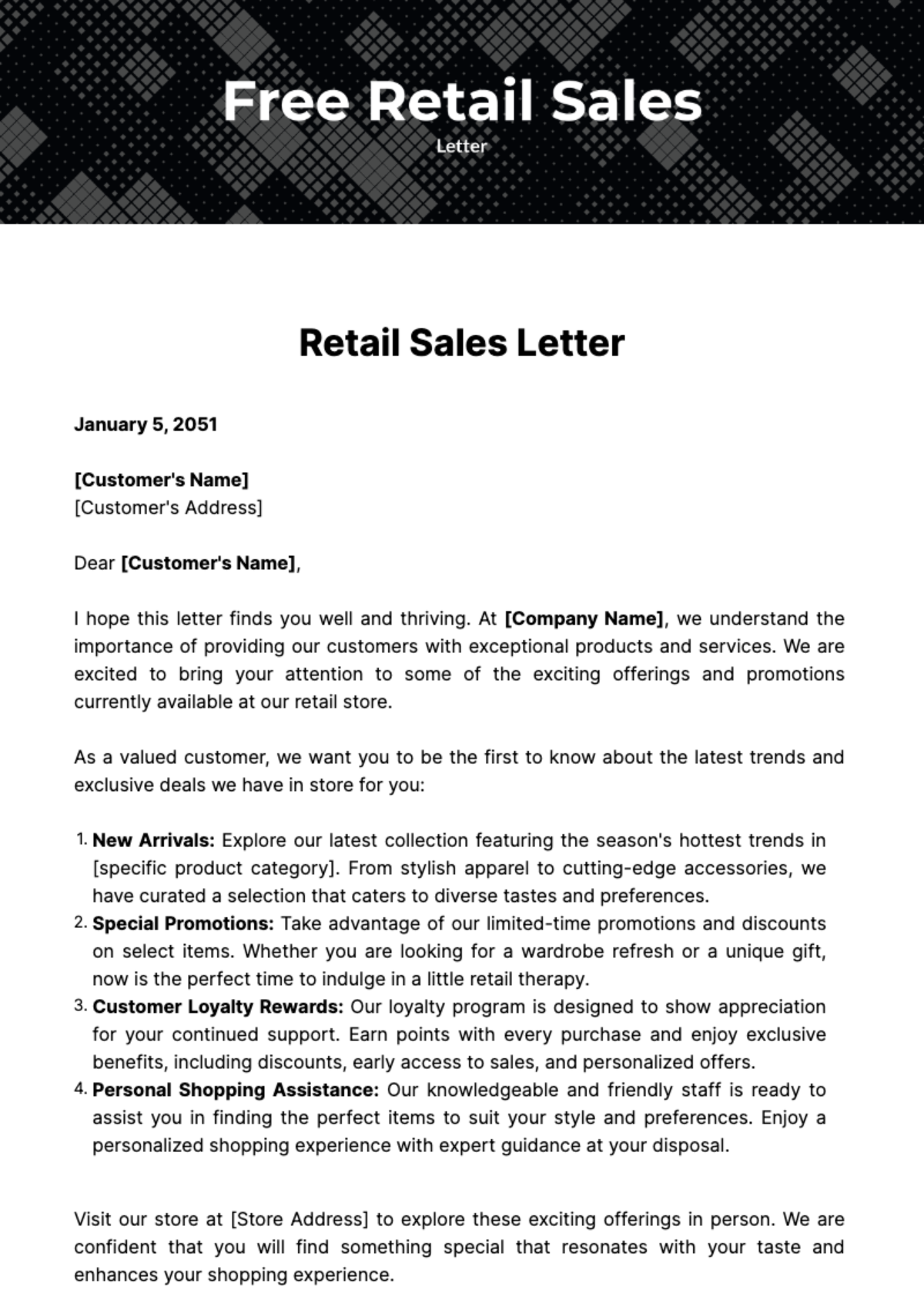 Retail Sales Letter Template