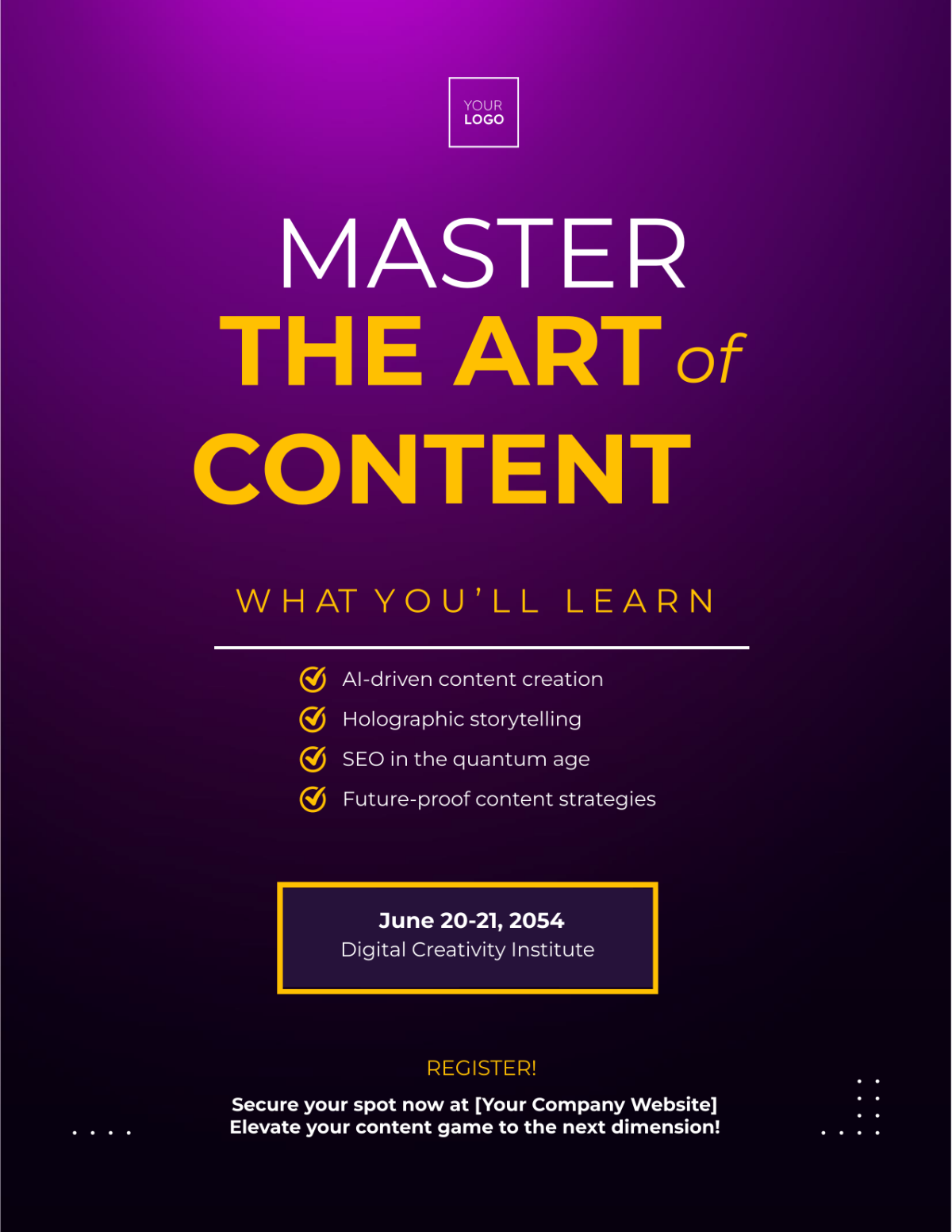 Content Marketing Workshop Flyer
