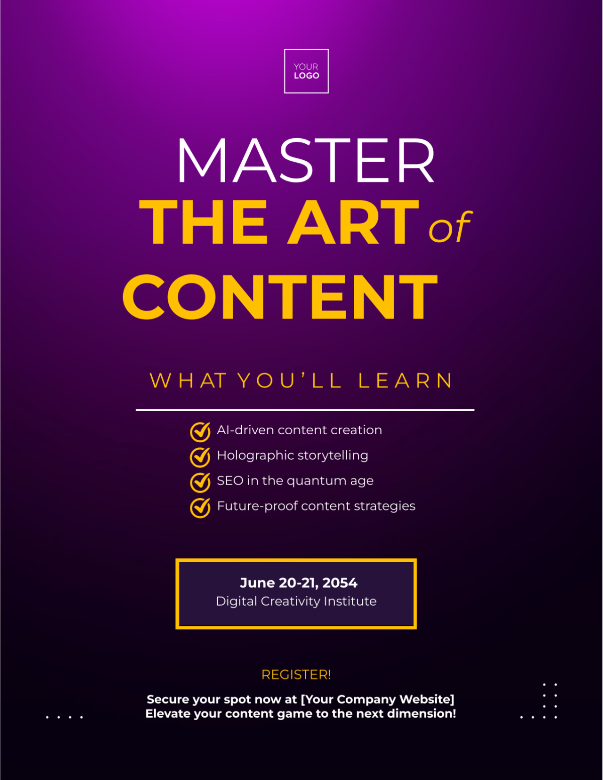 Content Marketing Workshop Flyer Template - Edit Online & Download