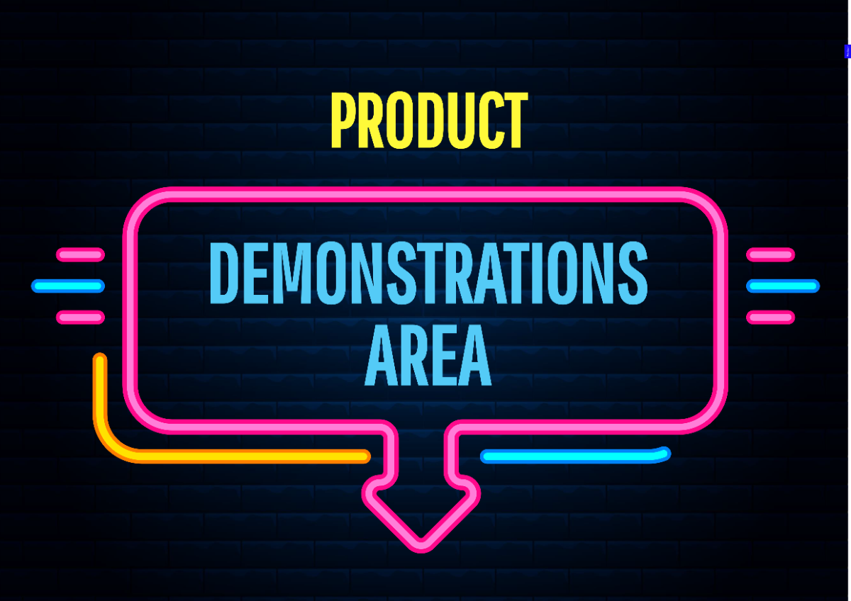 Product Demonstrations Area Marketing Sign Template