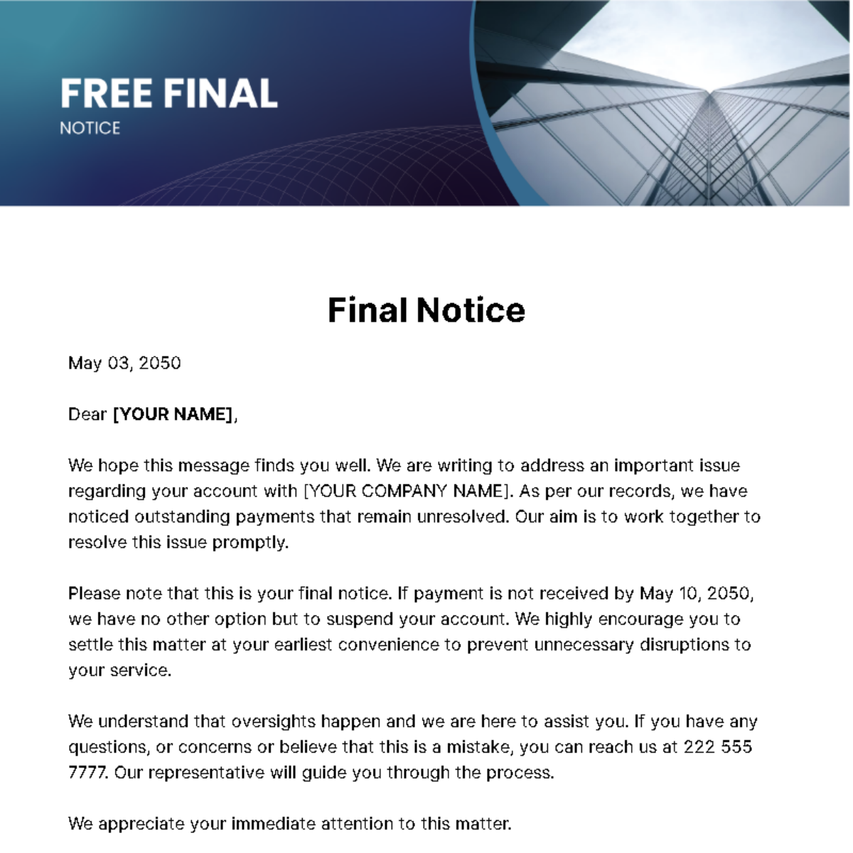 Free Final Notice Template