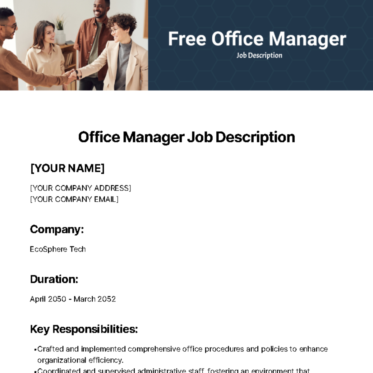 Office Manager Job Description Template