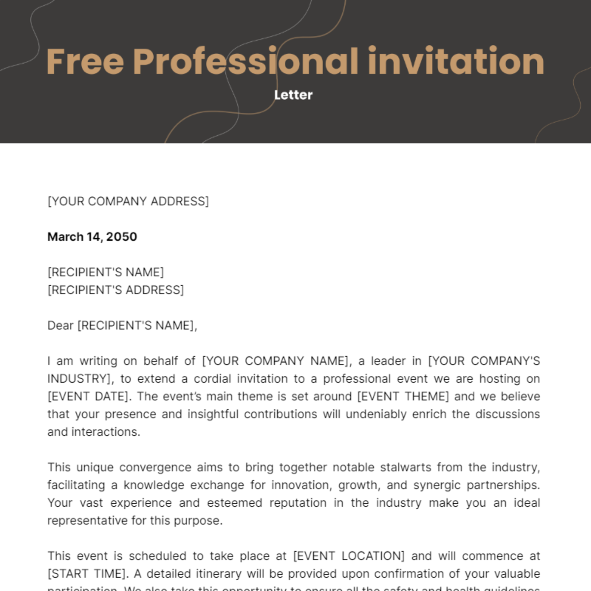 Professional invitation Letter Template