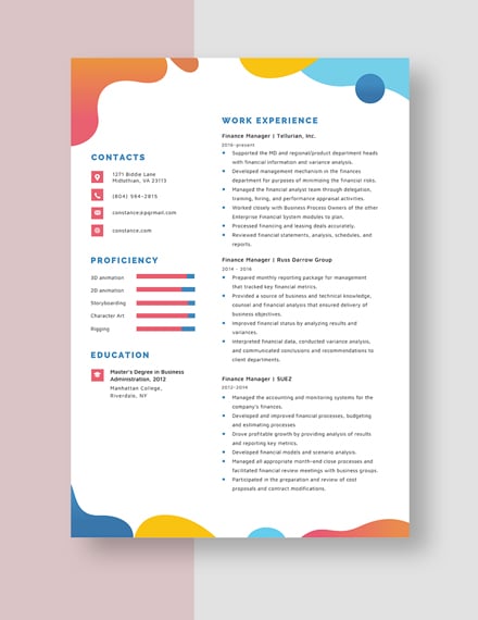 Finance Manager Resume Template