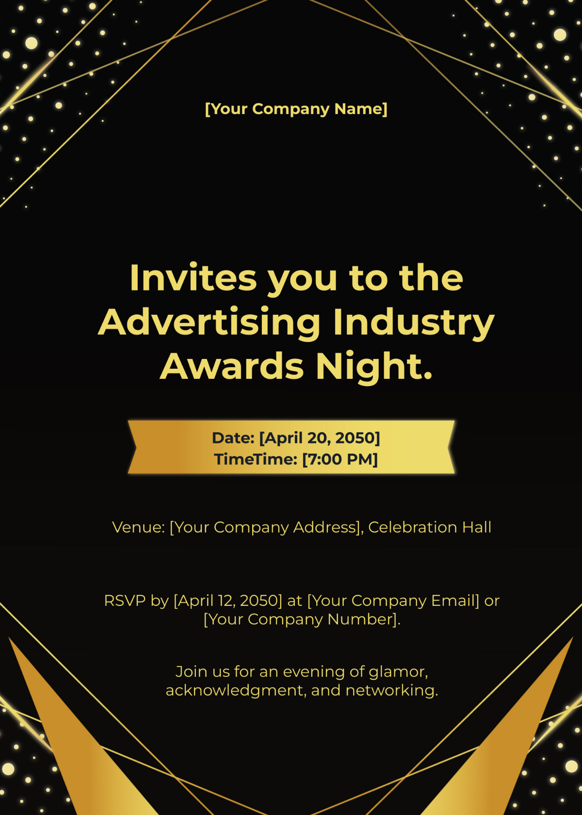 Advertising Industry Awards Night Invitation Card Template