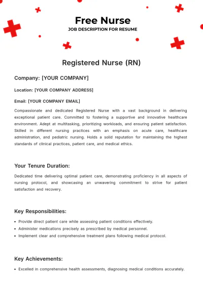 Free Nurse Job Description for Resume Template to Edit Online