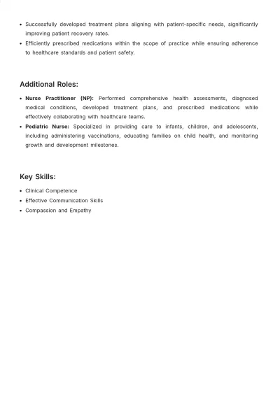 Free Nurse Job Description for Resume Template to Edit Online