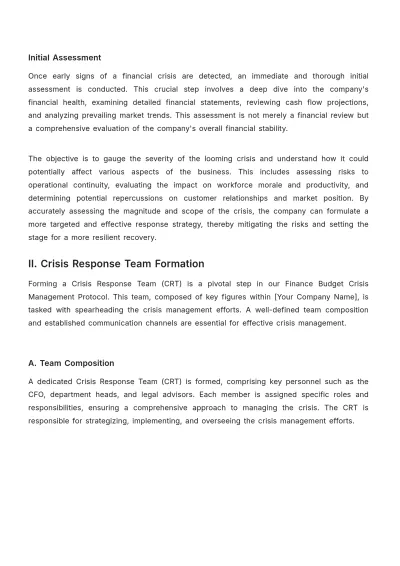 Free Finance Budget Crisis Management Protocol Template to Edit Online