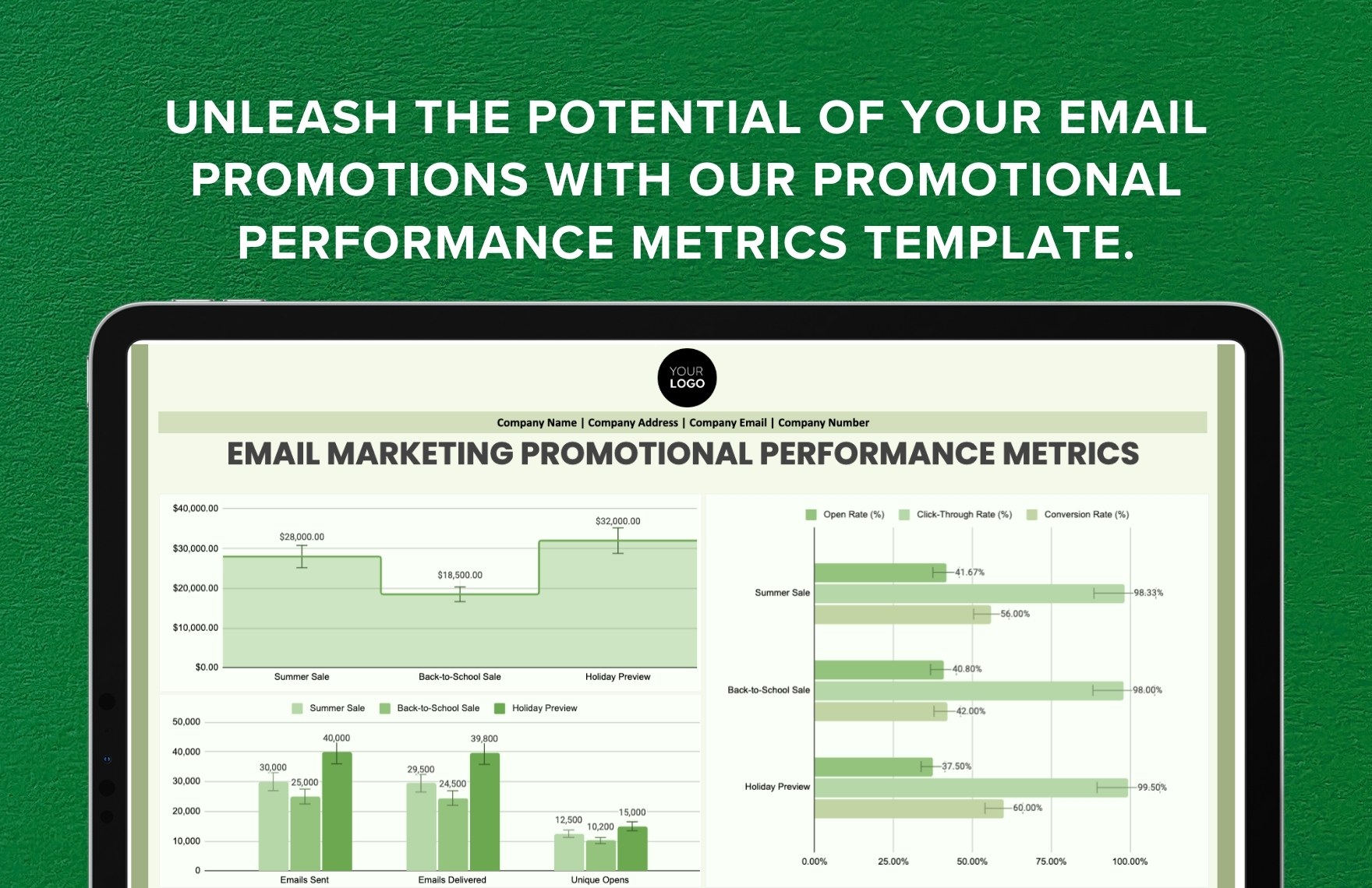 Email Marketing Promotional Performance Metrics Template