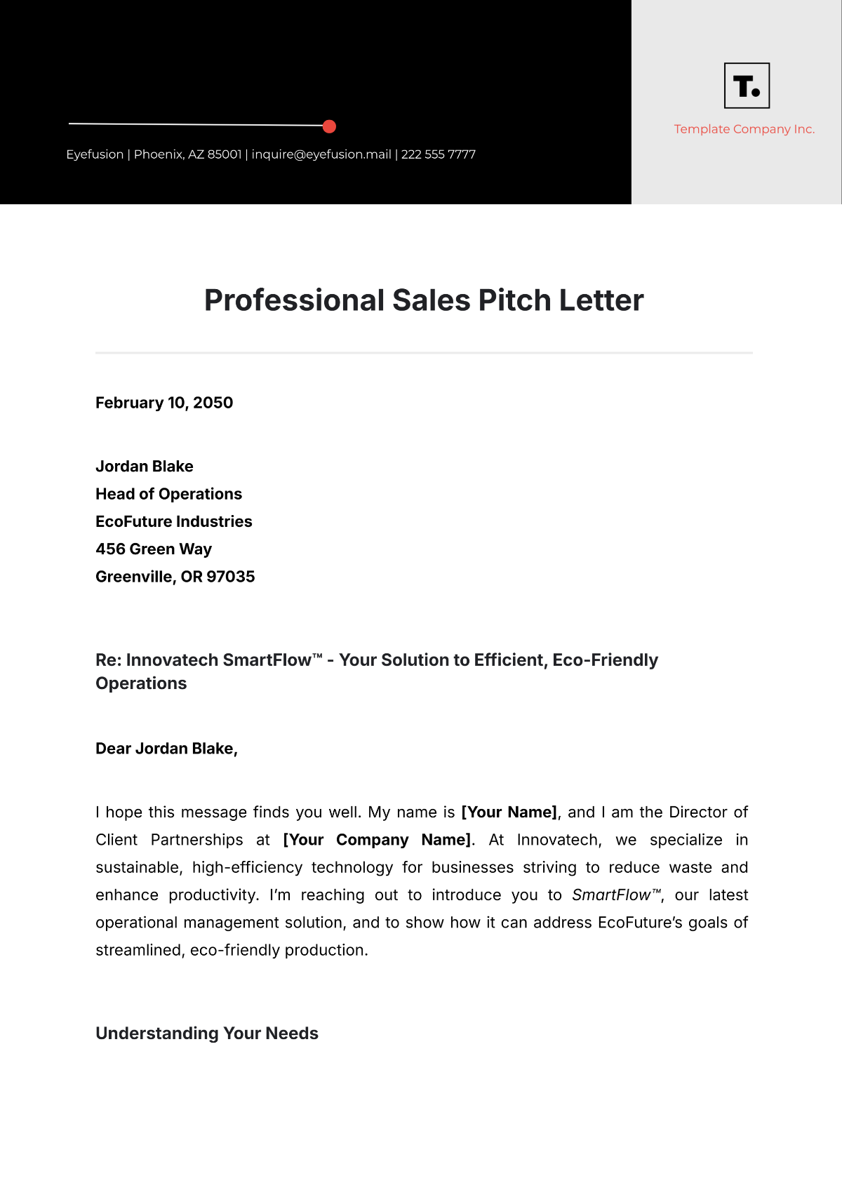 Professional Sales Pitch Letter - Edit Online & Download