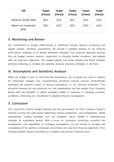Free Long-Term Finance Budget Planning Template to Edit Online