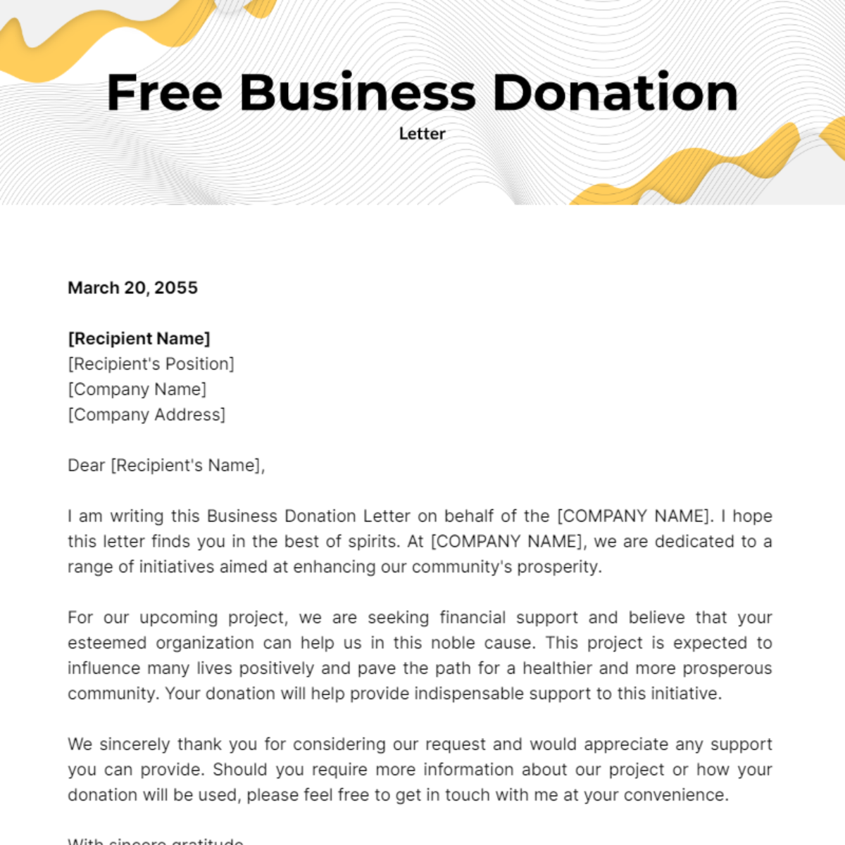 Business Donation Letter Template